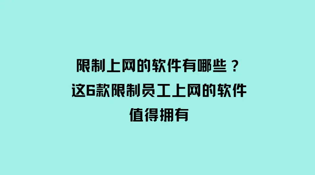员工上网行为管理软件_可以禁止其他app联网的软件_限制员工上网的软件推荐