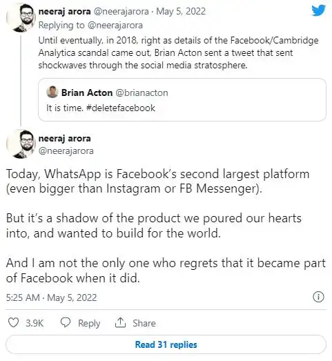 WhatsApp_WhatsApp前首席财务官后悔收购_WhatsApp Facebook收购内幕